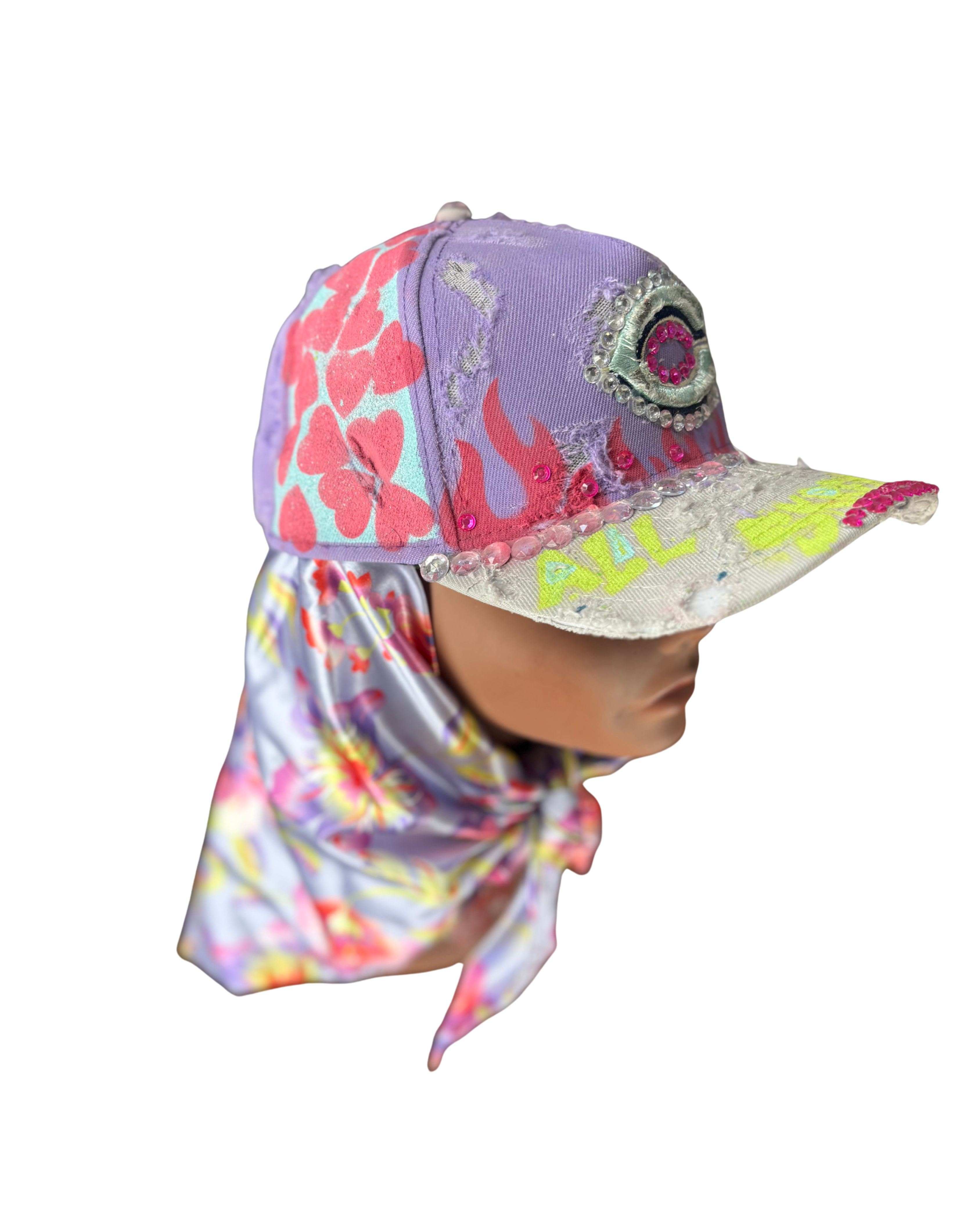 Hat & Scarf Combo Purple/Pink\Floral