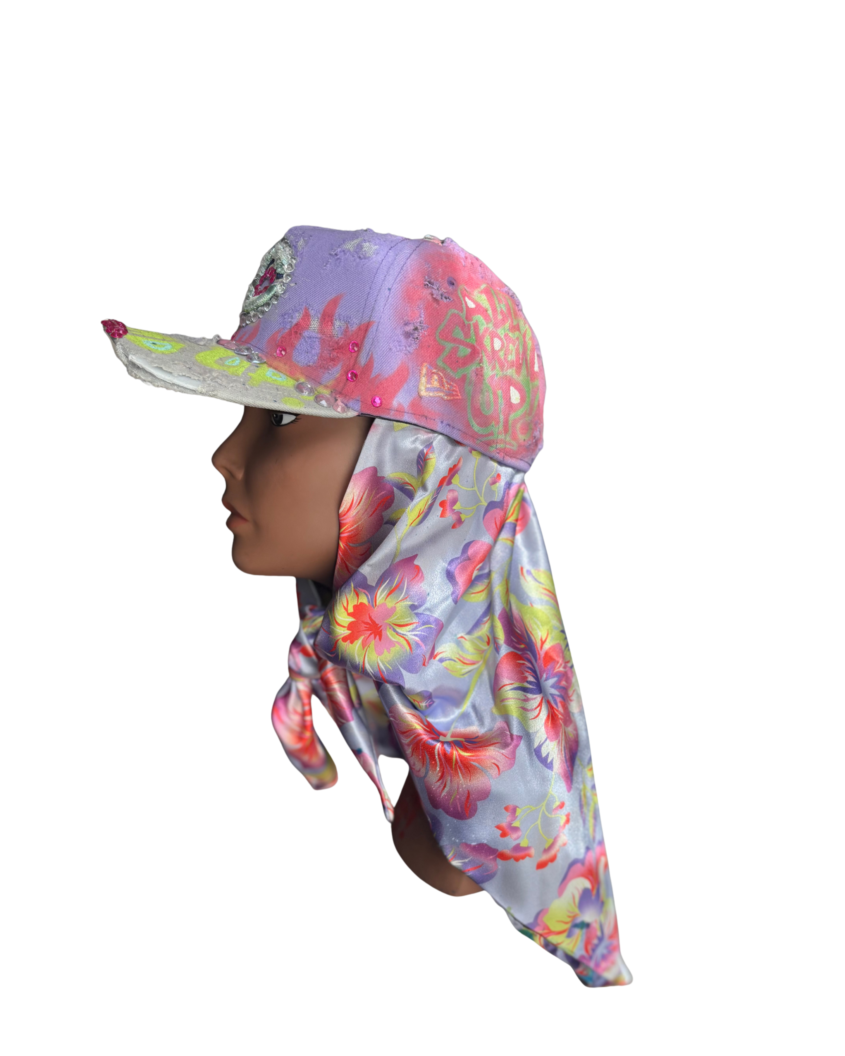 Hat & Scarf Combo Purple/Pink\Floral