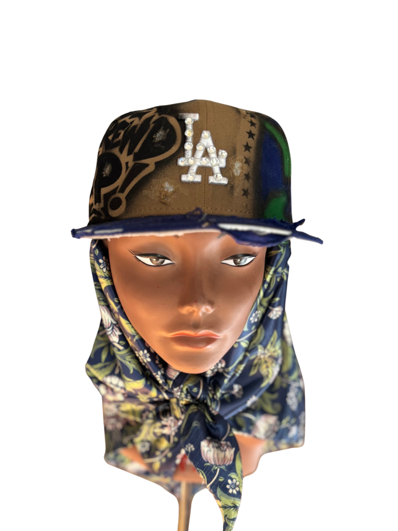 Hat & Scarf Combo Tan\Navy Blue