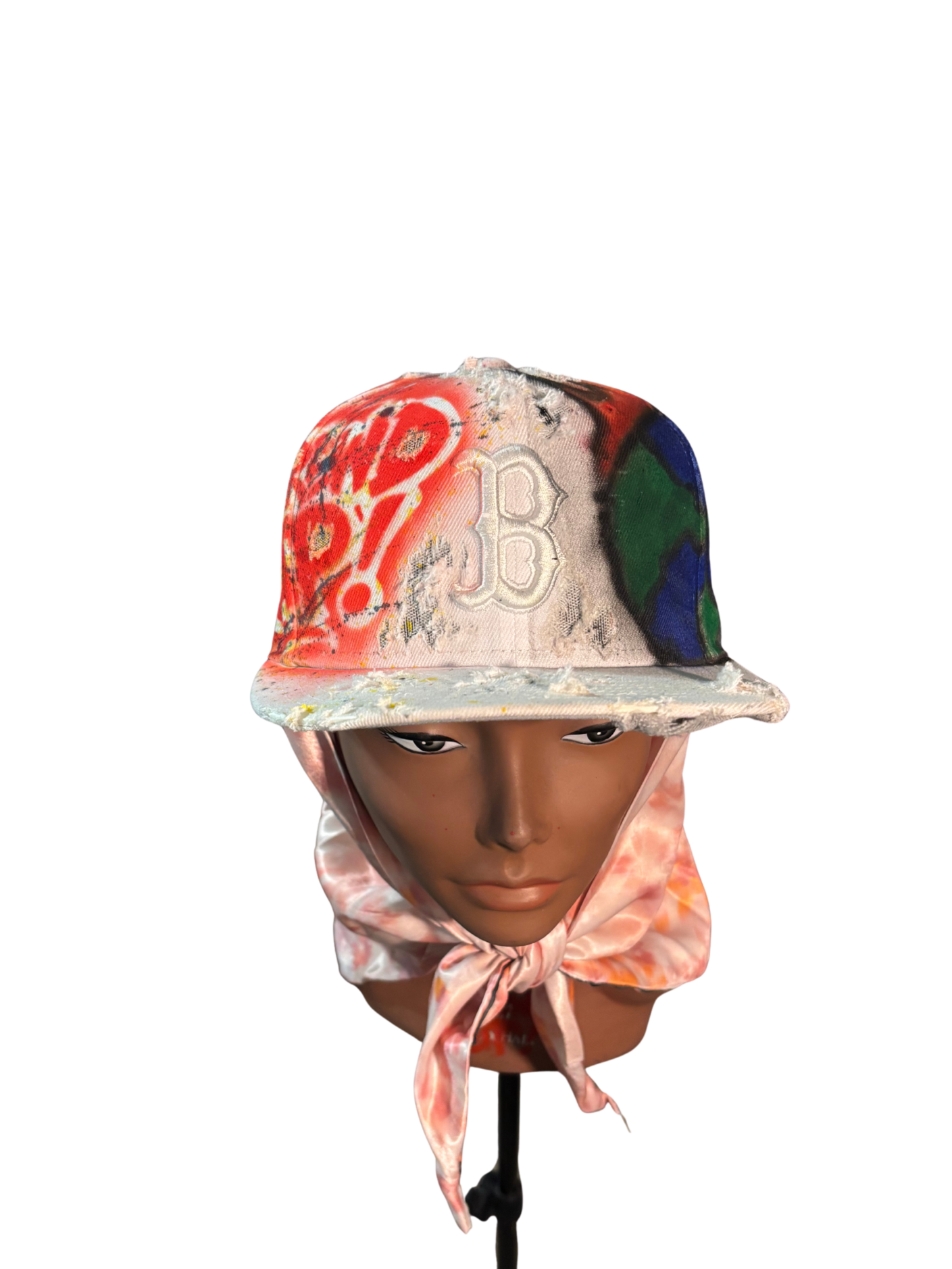 Hat & Scarf Combo white/orange/pink
