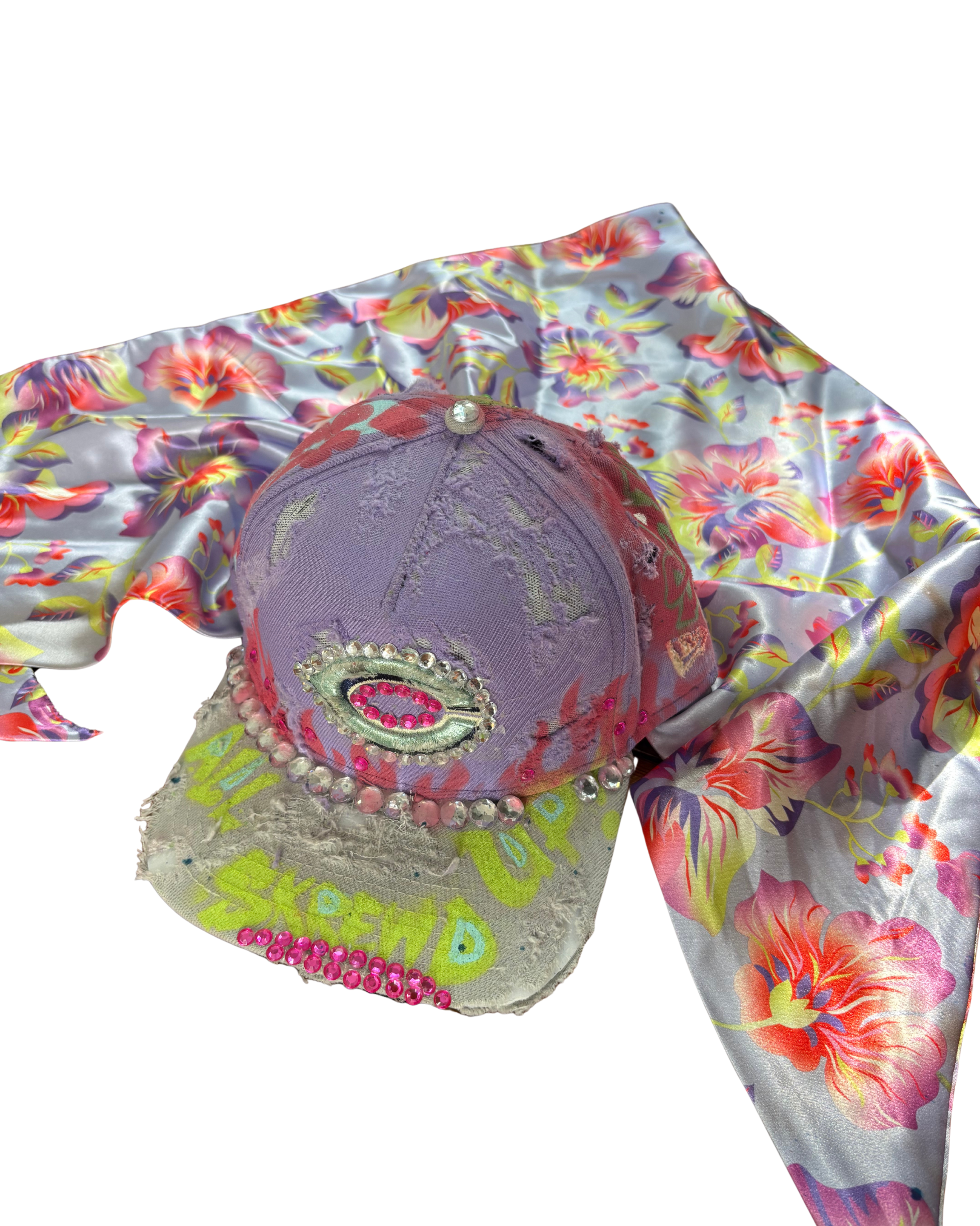 Hat & Scarf Combo Purple/Pink\Floral