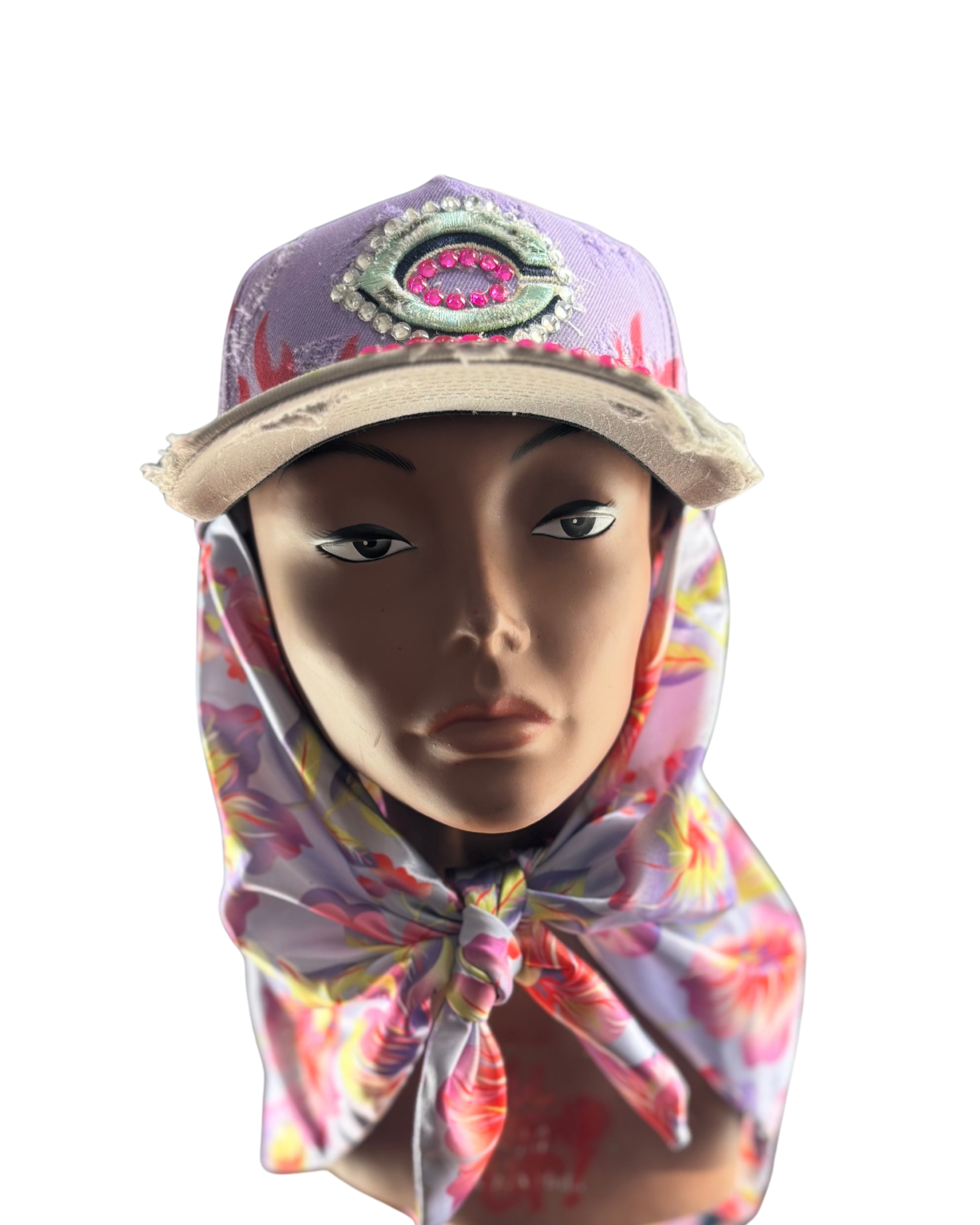 Hat & Scarf Combo Purple/Pink\Floral