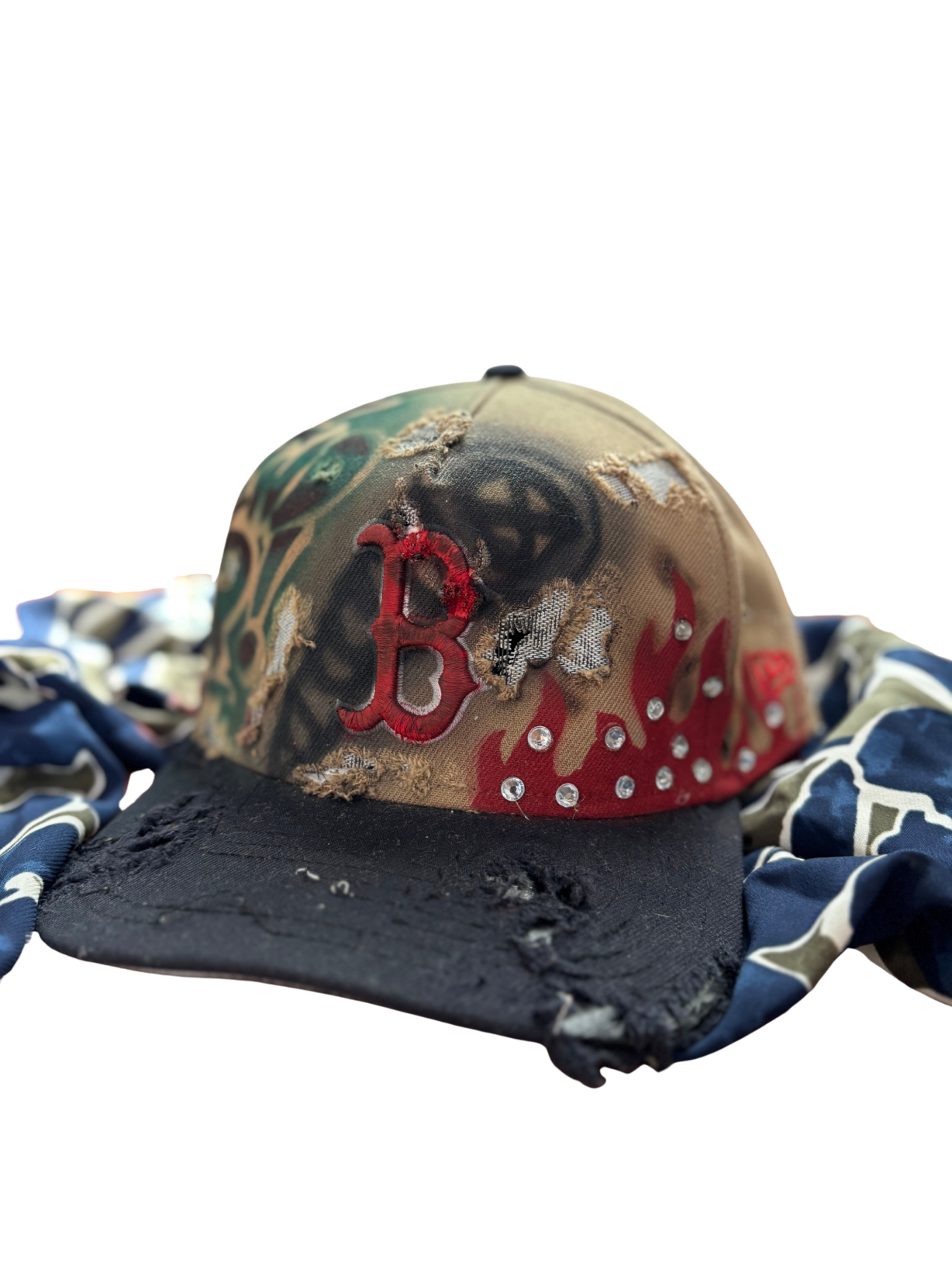 Hat & Scarf Combo Tan\Navy Blue\Red
