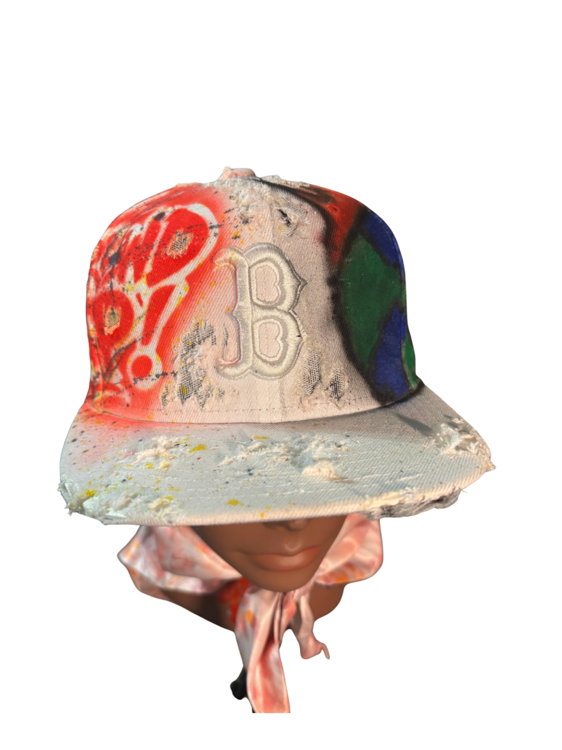 Hat & Scarf Combo white/orange/pink