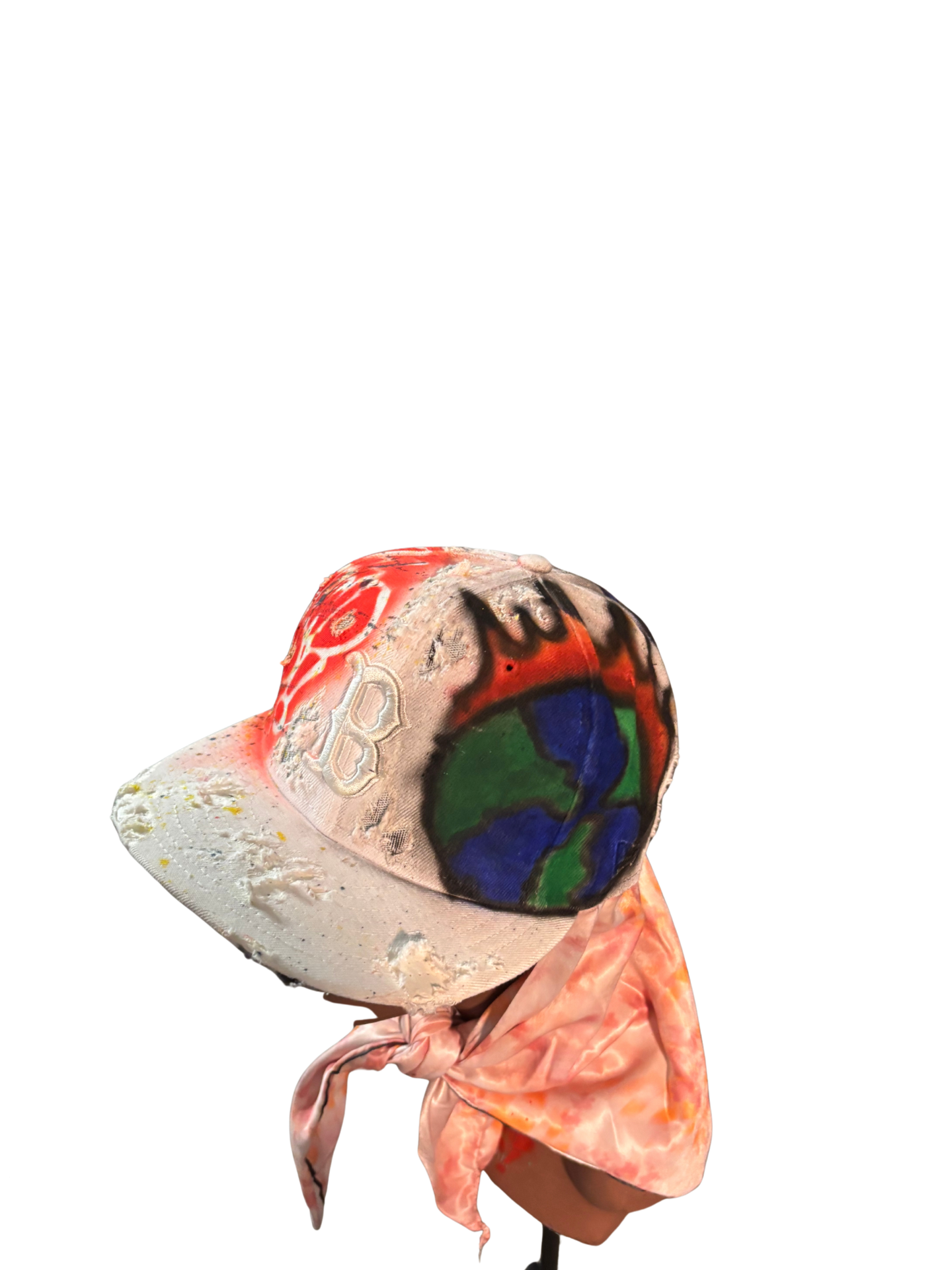 Hat & Scarf Combo white/orange/pink