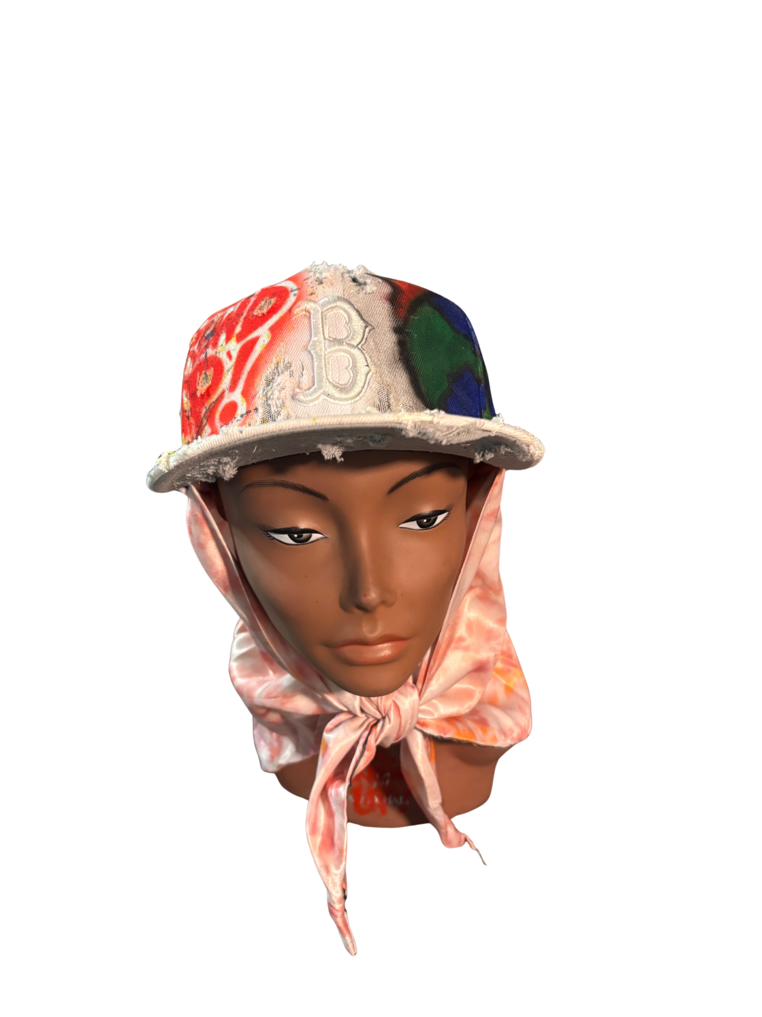 Hat & Scarf Combo white/orange/pink